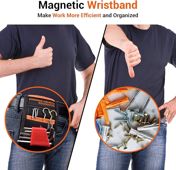 Gifts for Men Dad Magnetic Wristband - Cool Tools Gadgets for Men Personalised Gifts Xmas Christmas Stocking Fillers Birthday Presents, Wrist Band Accessories Organiser Belt Holder Nails Bolts Screws