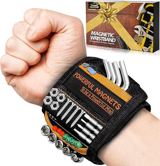 Gifts for Men Dad Magnetic Wristband - Cool Tools Gadgets for Men Personalised Gifts Xmas Christmas Stocking Fillers Birthday Presents, Wrist Band Accessories Organiser Belt Holder Nails Bolts Screws