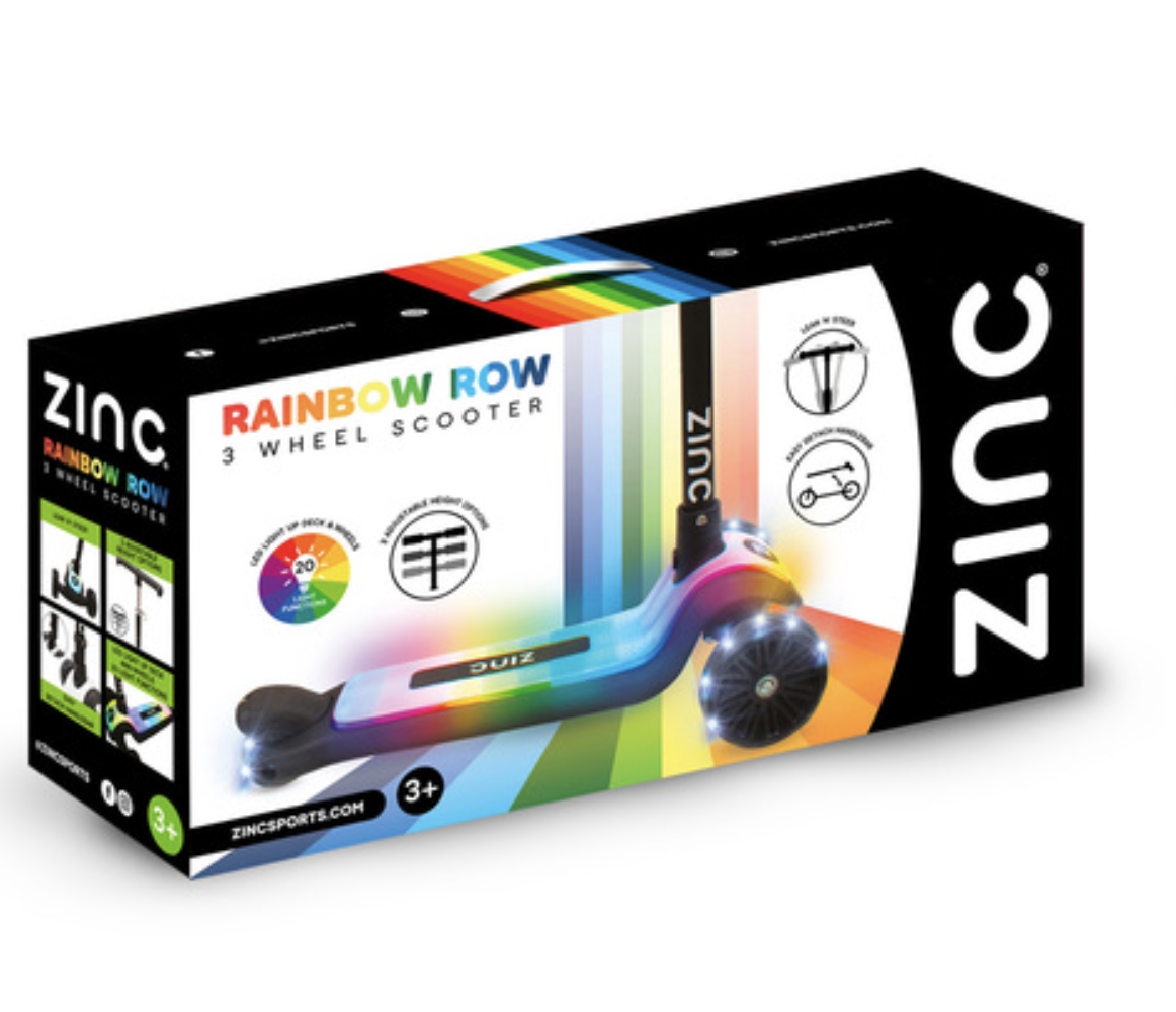 Zinc Rainbow Row 3 Wheeled Scooter