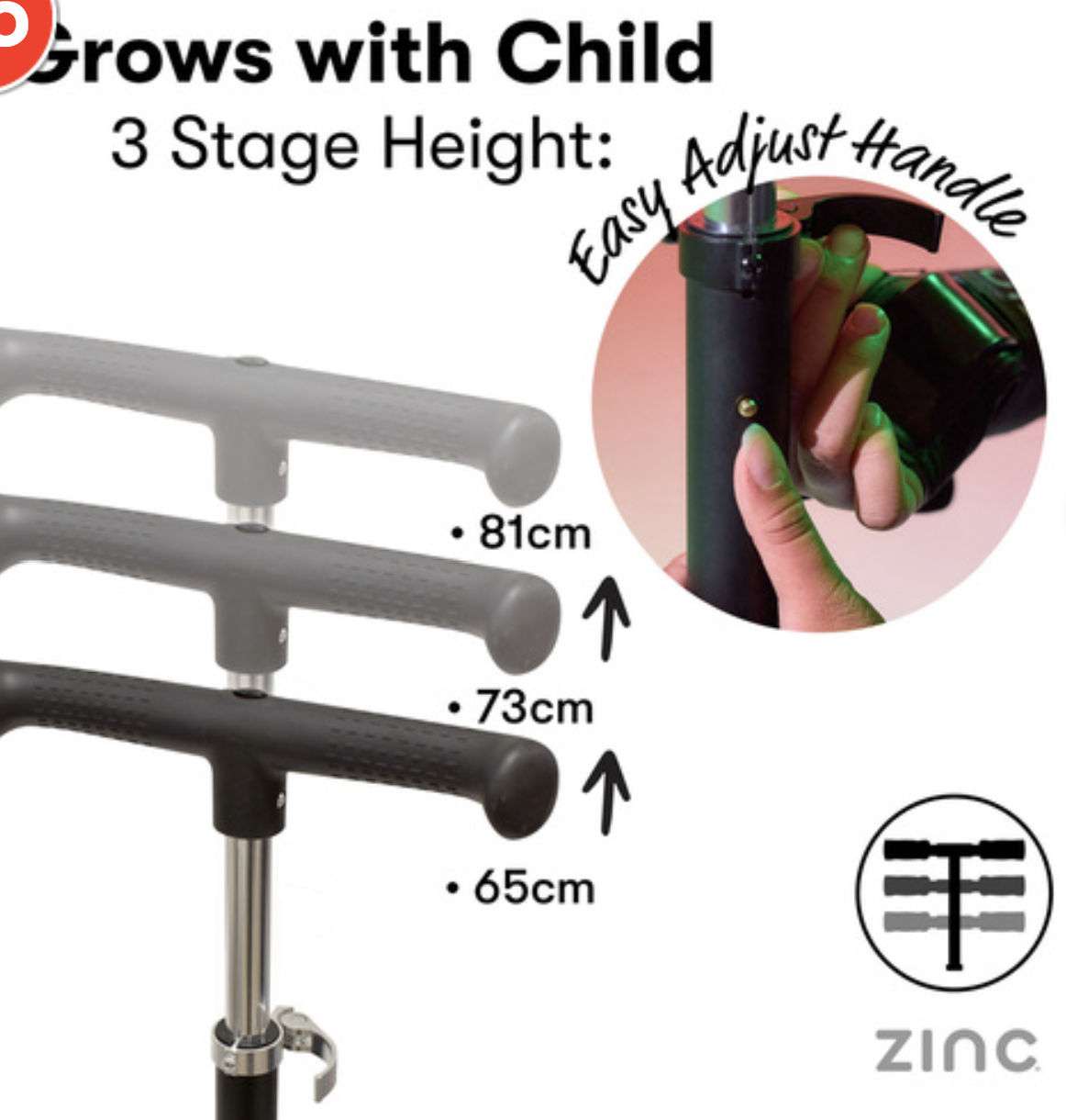 Zinc Rainbow Row 3 Wheeled Scooter